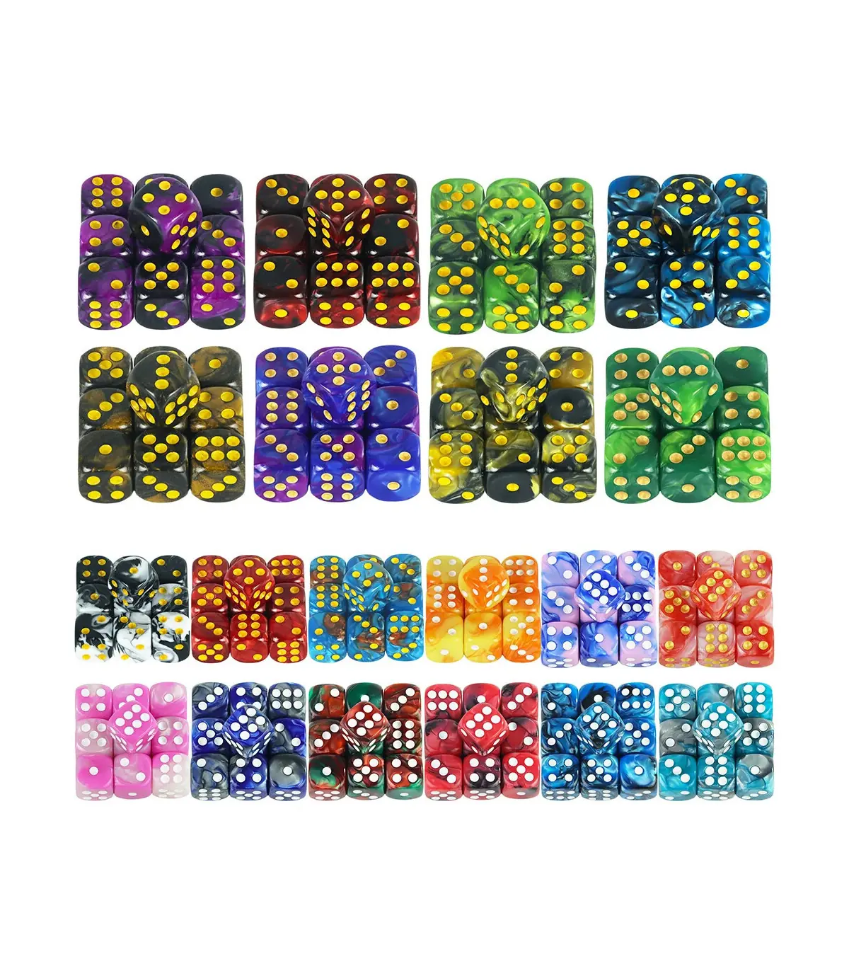 [Pink Blue] Mélanger l\'effet de couleur 12mm D6 Double Cube jouant pour le jeu de société, le j
