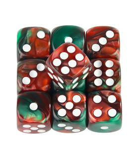 [Green red] Mélanger l\'effet de couleur 12mm D6 Double Cube jouant pour le jeu de société, le j
