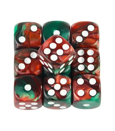 [Green red] Mélanger l\'effet de couleur 12mm D6 Double Cube jouant pour le jeu de société, le j