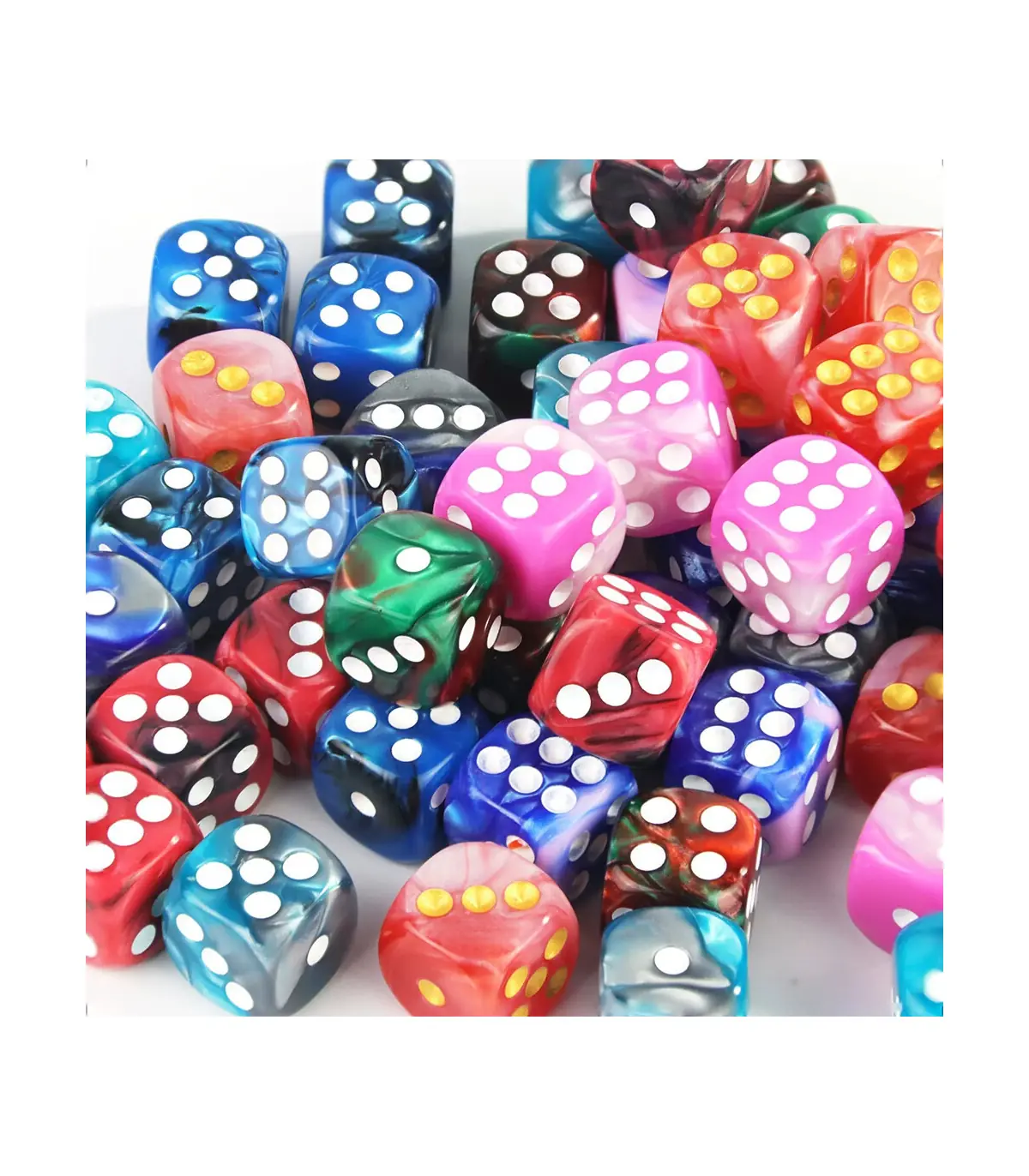 [Dark blue grey] Mélanger l\'effet de couleur 12mm D6 Double Cube jouant pour le jeu de société,