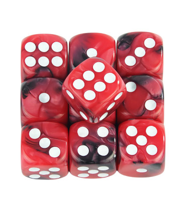 [Red Black] Mélanger l\'effet de couleur 12mm D6 Double Cube jouant pour le jeu de société, le j