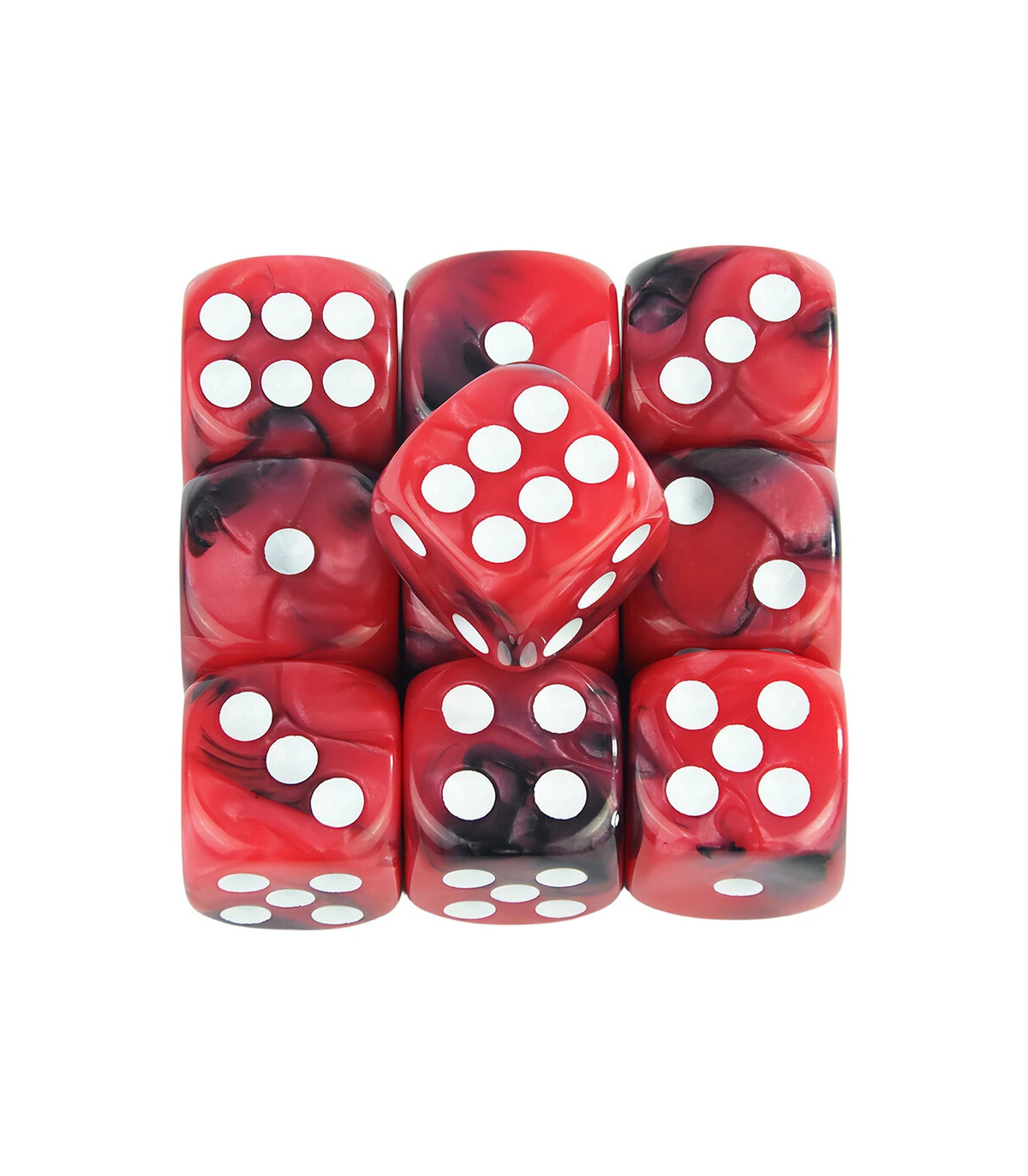 [Red Black] Mélanger l\'effet de couleur 12mm D6 Double Cube jouant pour le jeu de société, le j