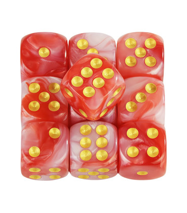 [Marble red] Mélanger l\'effet de couleur 12mm D6 Double Cube jouant pour le jeu de société, le 