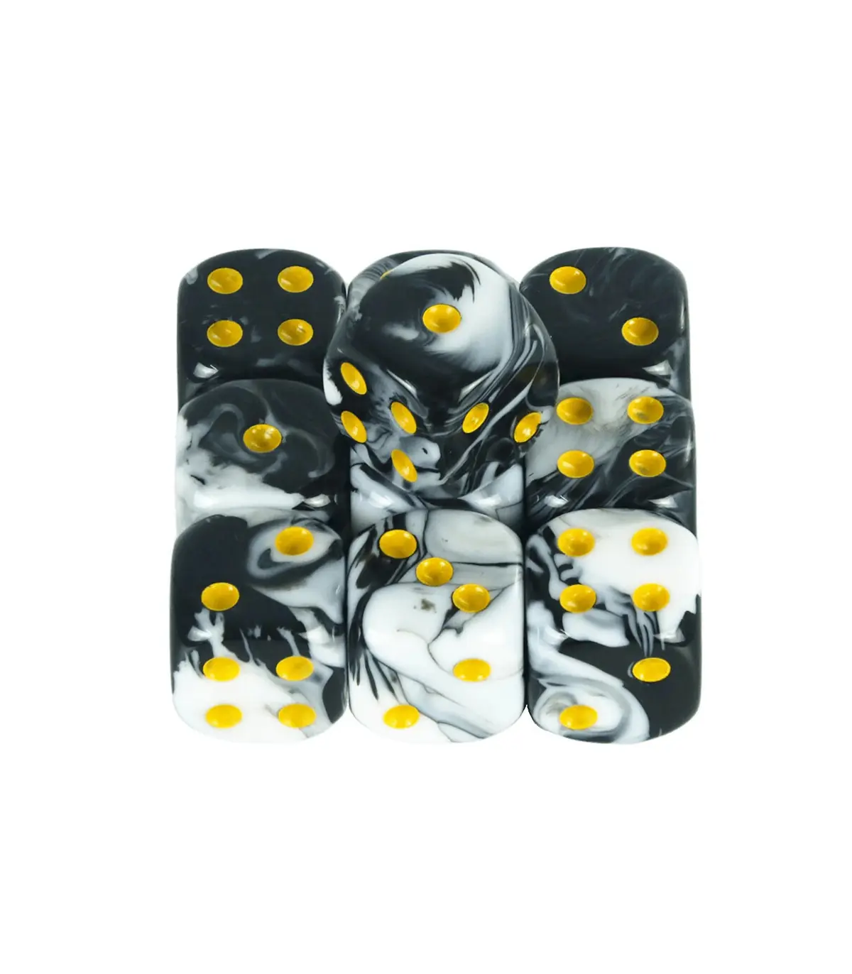 [White Black] Mélanger l\'effet de couleur 12mm D6 Double Cube jouant pour le jeu de société, le