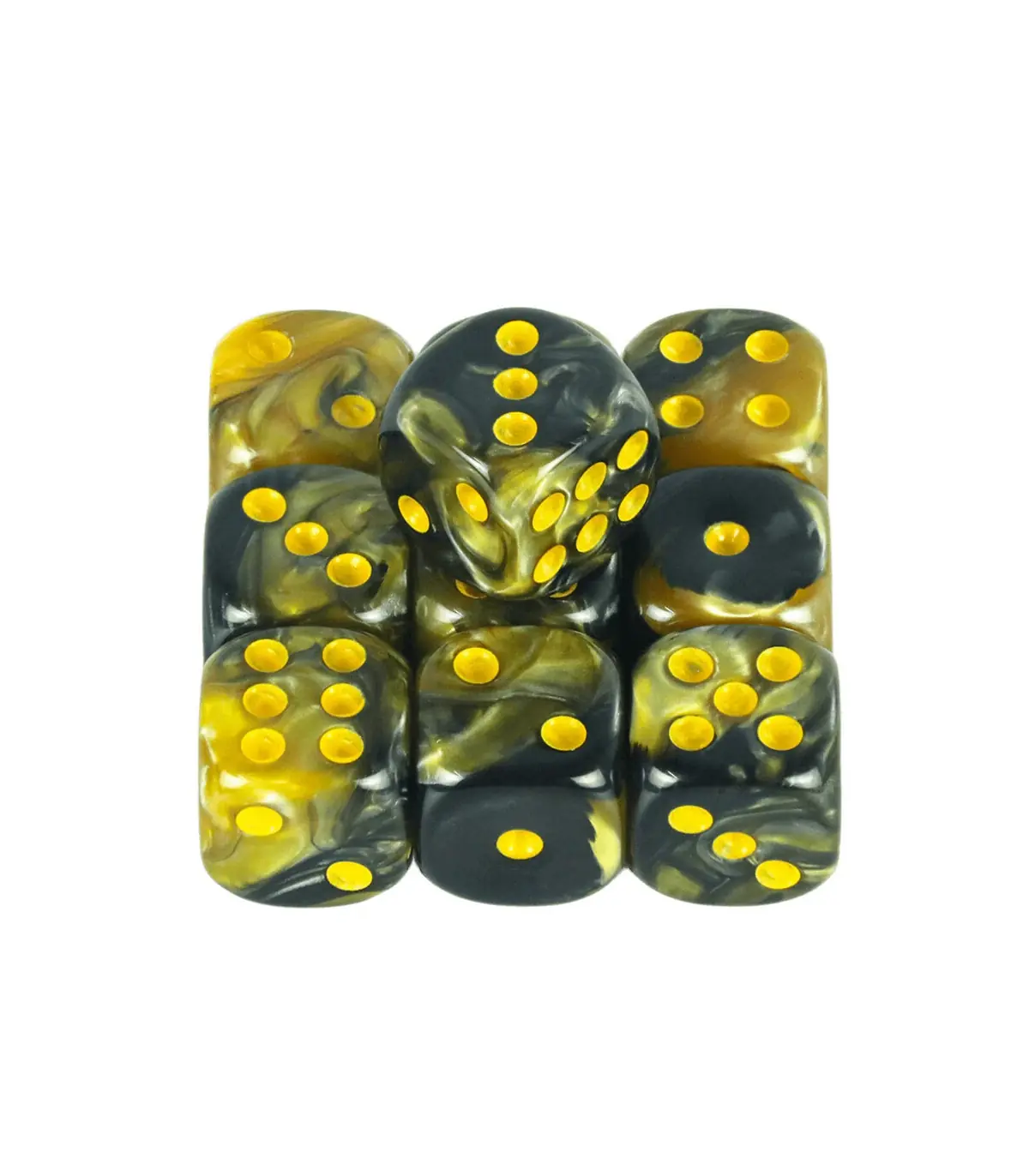[Gold black] Mélanger l\'effet de couleur 12mm D6 Double Cube jouant pour le jeu de société, le 