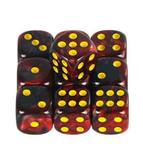 [Red Black] Mélanger l\'effet de couleur 12mm D6 Double Cube jouant pour le jeu de société, le j