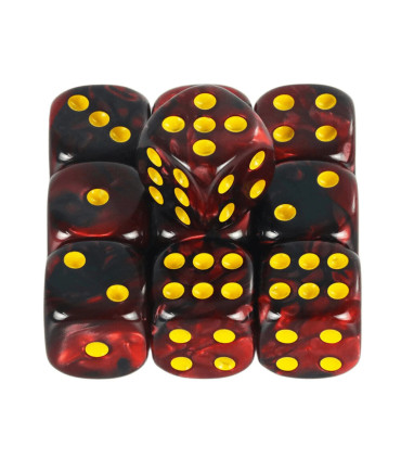 [Red Black] Mélanger l\'effet de couleur 12mm D6 Double Cube jouant pour le jeu de société, le j
