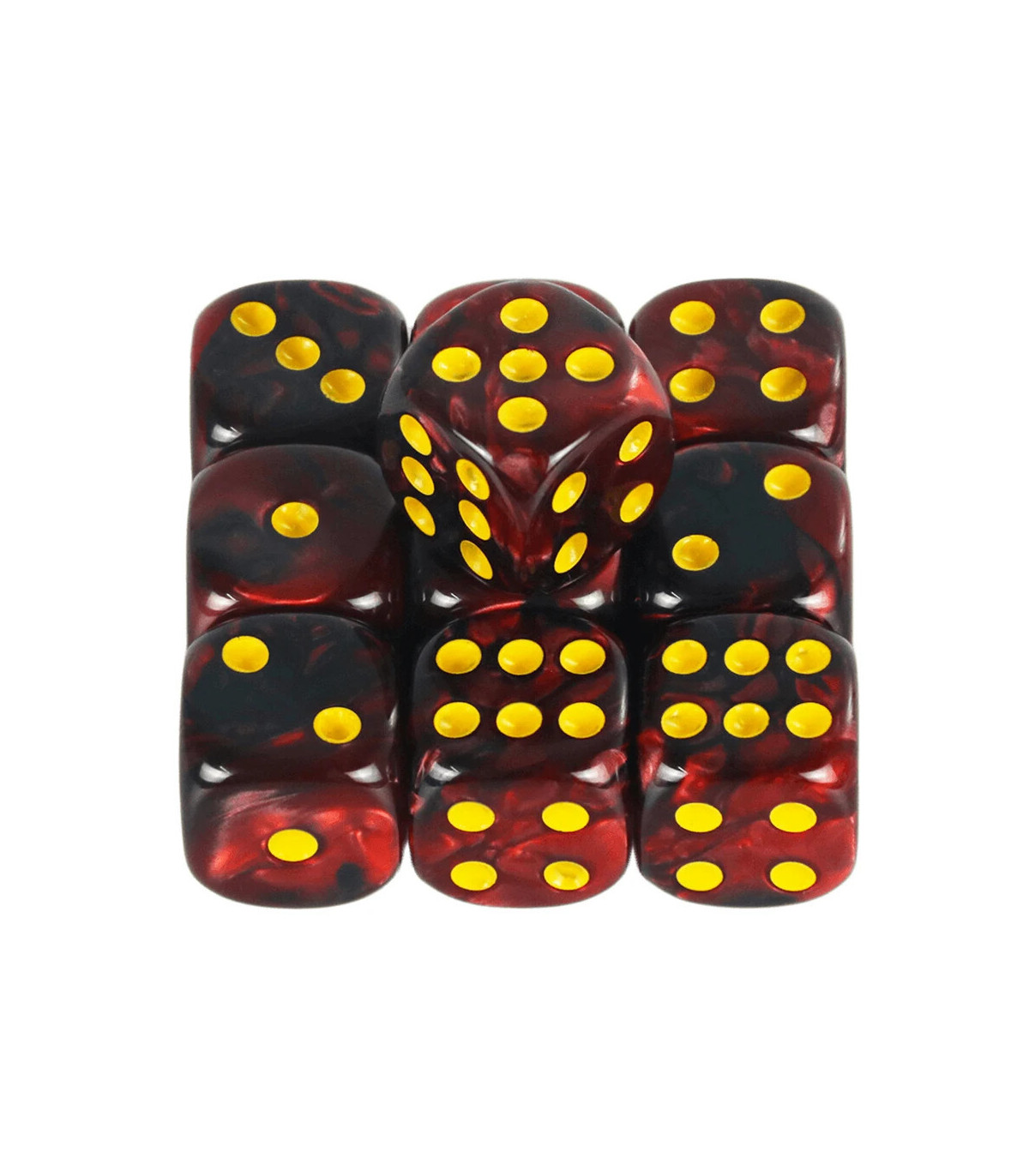 [Red Black] Mélanger l\'effet de couleur 12mm D6 Double Cube jouant pour le jeu de société, le j