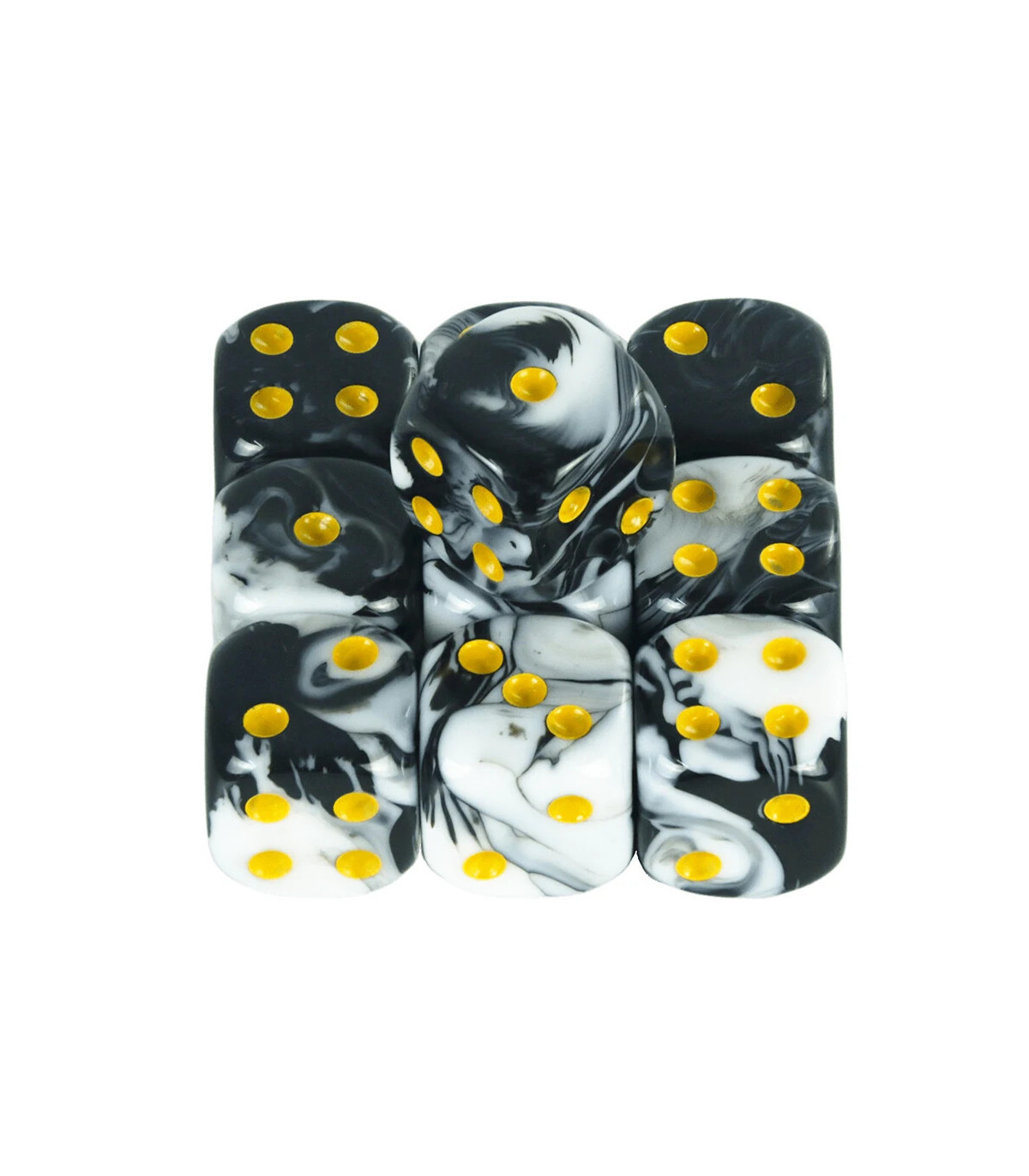 [White Black] Mélanger l\'effet de couleur 12mm D6 Double Cube jouant pour le jeu de société, le