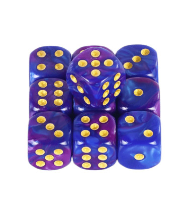 [Purple Blue] Mélanger l\'effet de couleur 12mm D6 Double Cube jouant pour le jeu de société, le
