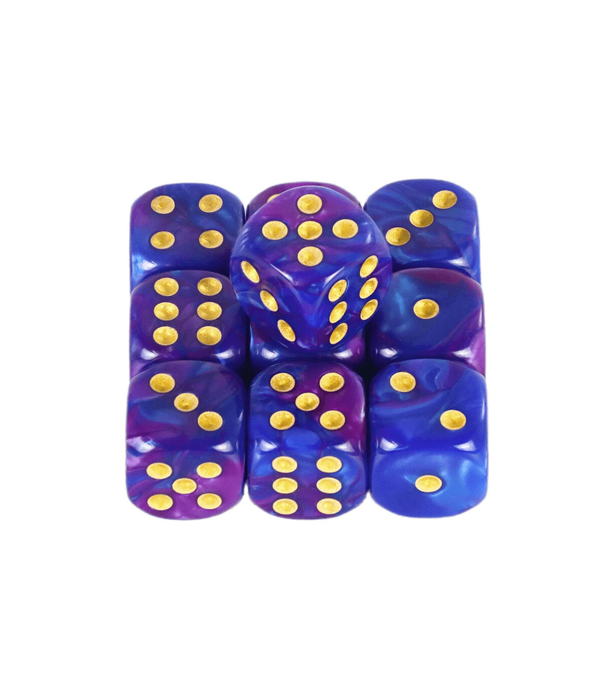 [Purple Blue] Mélanger l\'effet de couleur 12mm D6 Double Cube jouant pour le jeu de société, le