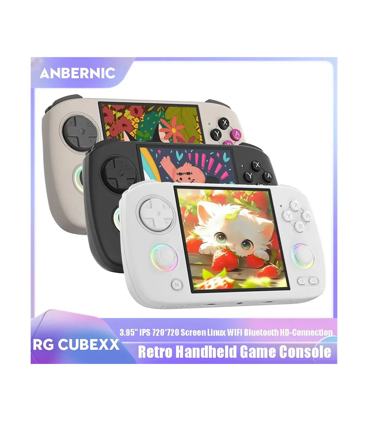 [Black 64G] ANBERAlfred-Console de jeu vidéo rétro RG CubeXX, console de jeu, déterminer, écran