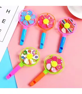 [12pcs] 12 pièces en plastique bonbons coloré moulin à vent jouet sifflet moulin à vent jeu fêt
