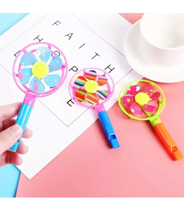 [12pcs] 12 pièces en plastique bonbons coloré moulin à vent jouet sifflet moulin à vent jeu fêt