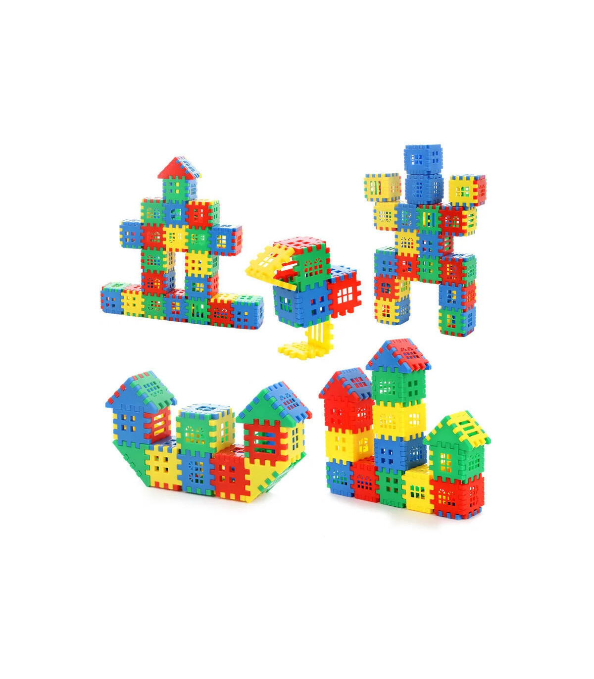 [50pcs] Jeux de Puzzle 3D, Cubes, jouets pour enfants, blocs de construction en bois, jouet édu