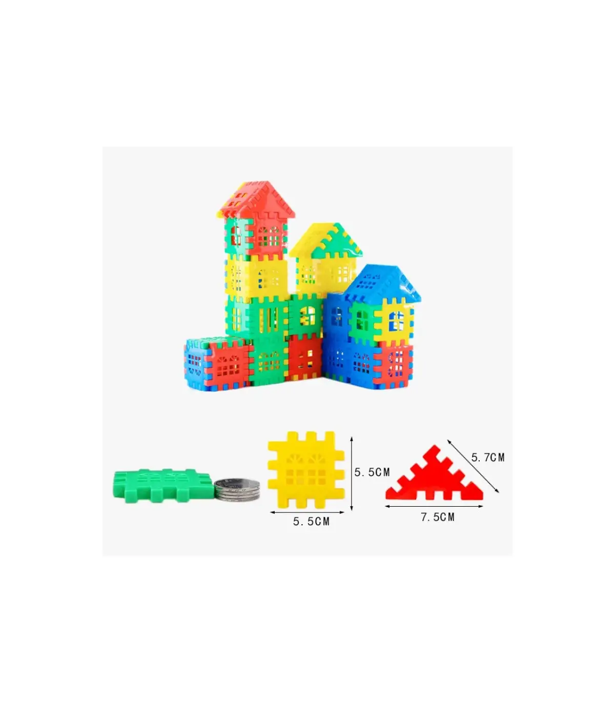 [50pcs] Jeux de Puzzle 3D, Cubes, jouets pour enfants, blocs de construction en bois, jouet édu