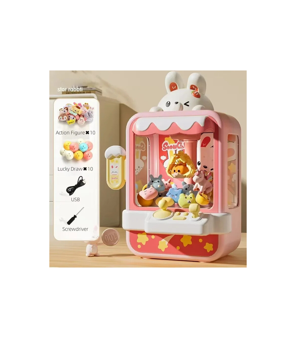 [33404-Rabbit] Jouet de machine à griffes de dinosaure pour enfants, mini jeu de receveur d\'arc