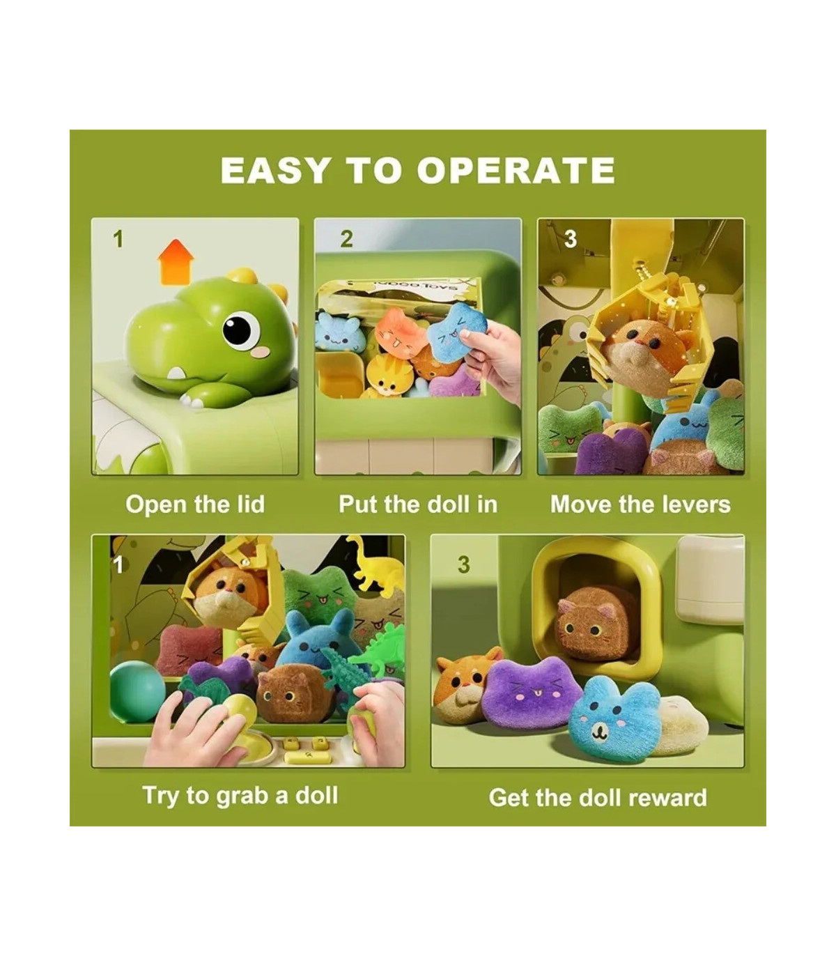 [33404-Rabbit] Jouet de machine à griffes de dinosaure pour enfants, mini jeu de receveur d\'arc