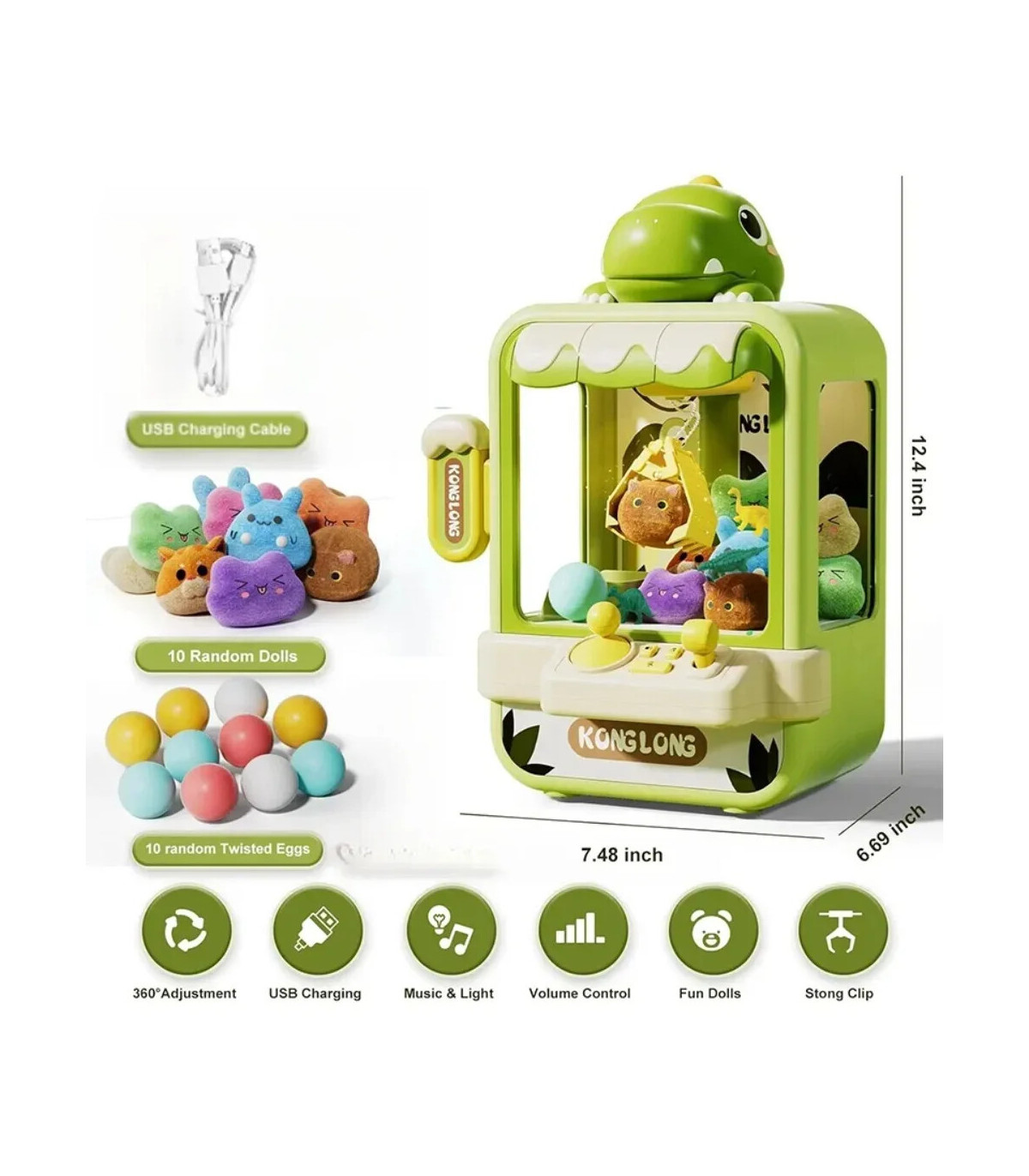 [33404-Rabbit] Jouet de machine à griffes de dinosaure pour enfants, mini jeu de receveur d\'arc