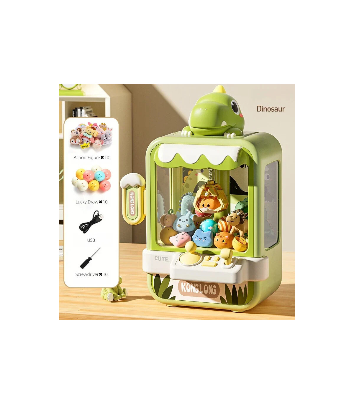 [33404-Dinosaur] Jouet de machine à griffes de dinosaure pour enfants, mini jeu de receveur d\'a