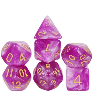 [Rouge] Jeu de dés polyédriques colorés sur le thème de la galAct, pour petits déjeuners du MDN