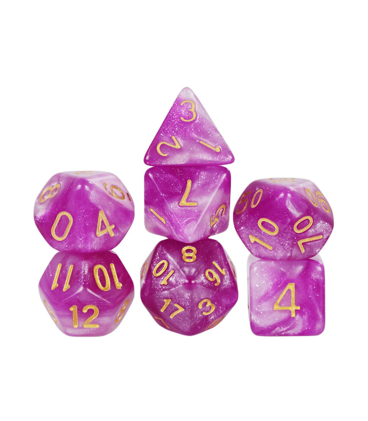 [Rouge] Jeu de dés polyédriques colorés sur le thème de la galAct, pour petits déjeuners du MDN