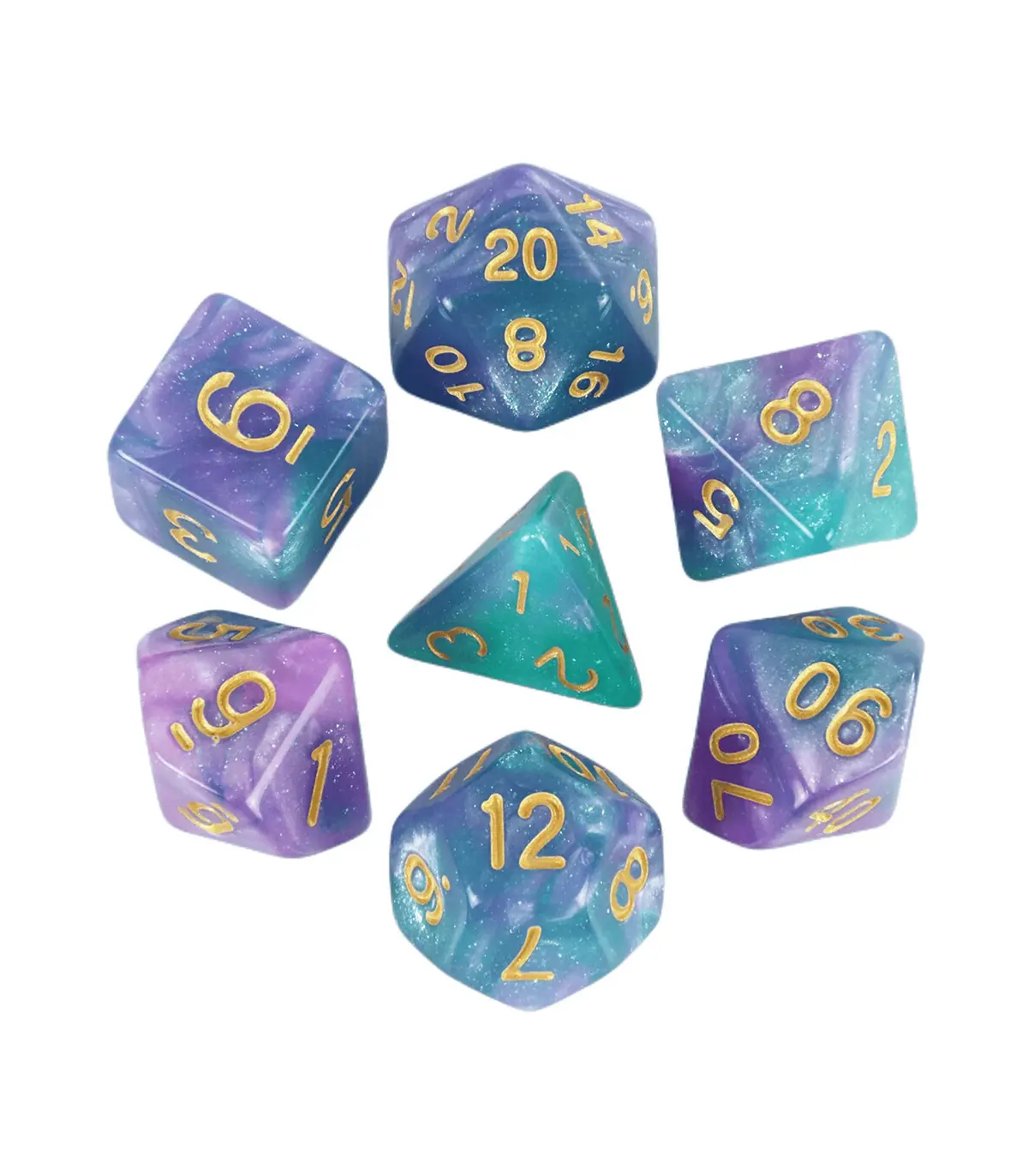 [Rouge] Jeu de dés polyédriques colorés sur le thème de la galAct, pour petits déjeuners du MDN