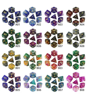 [Bourgogne] Jeu de dés polyédriques colorés sur le thème de la galAct, pour petits déjeuners du