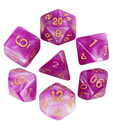 [Vert clair] Jeu de dés polyédriques colorés sur le thème de la galAct, pour petits déjeuners d