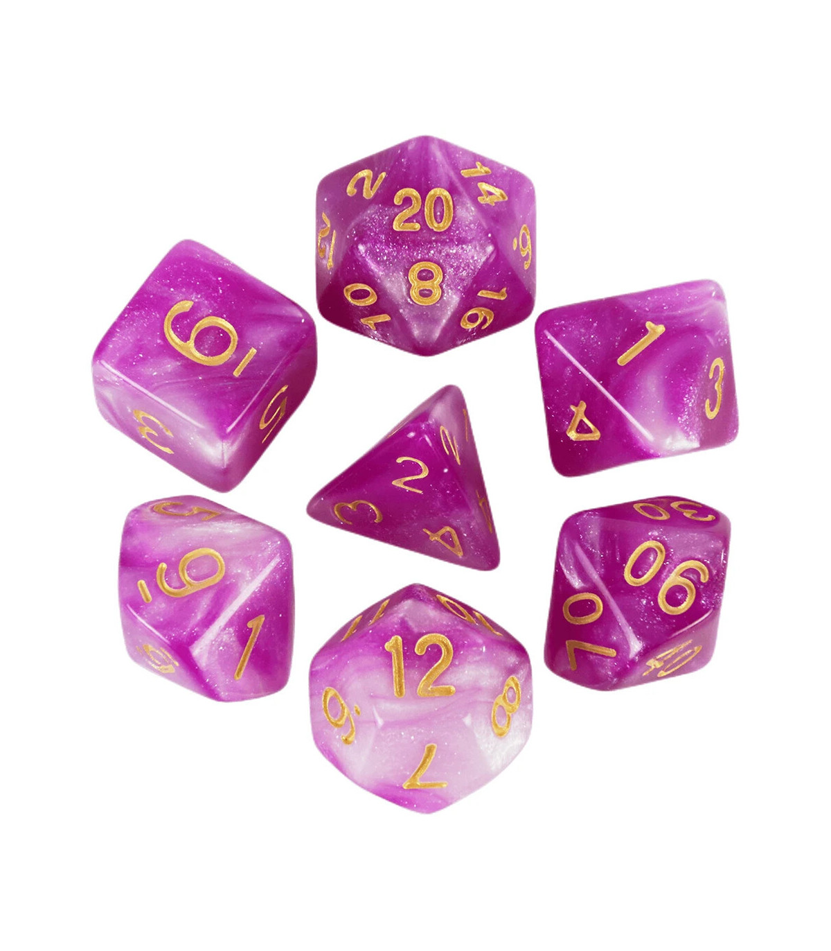 [Vert clair] Jeu de dés polyédriques colorés sur le thème de la galAct, pour petits déjeuners d