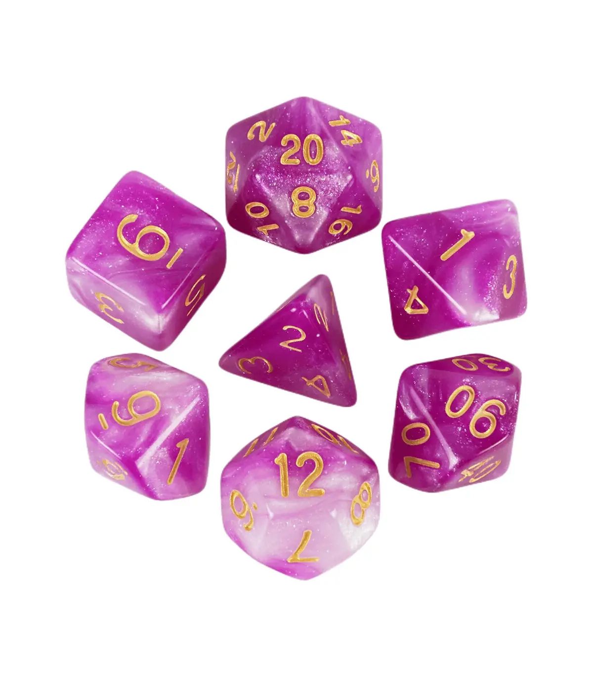 [Bleu] Jeu de dés polyédriques colorés sur le thème de la galAct, pour petits déjeuners du MDN,