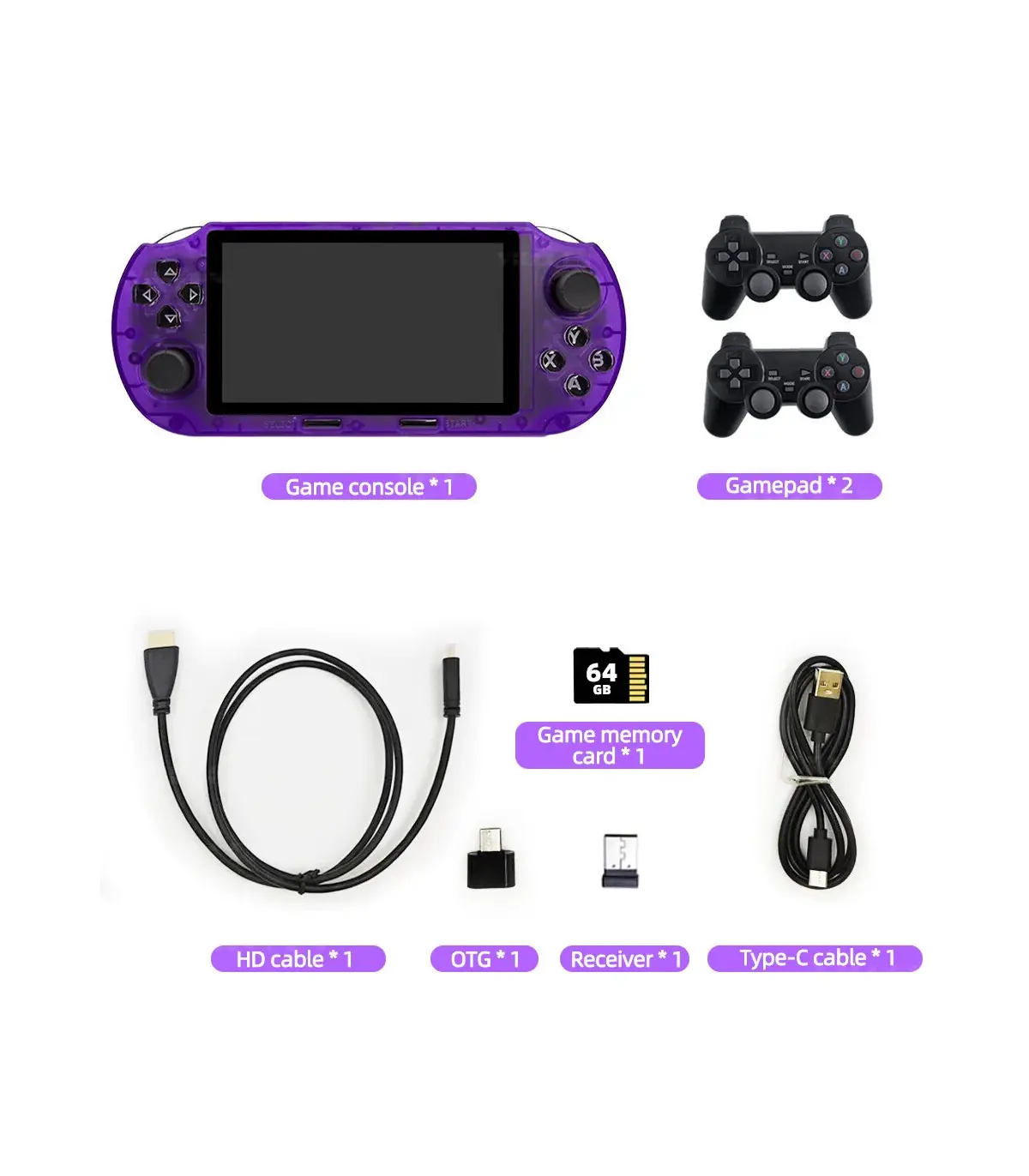 [Purple with 2p] Nouvelle Console de jeu portable SF3000HD pour Mame SFC GBA, lecteur de jeu ré