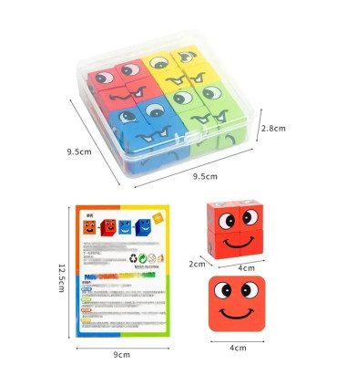 [No Bell] Puzzle d\'expression de changement de visage pour enfants, blocs de construction, Cube