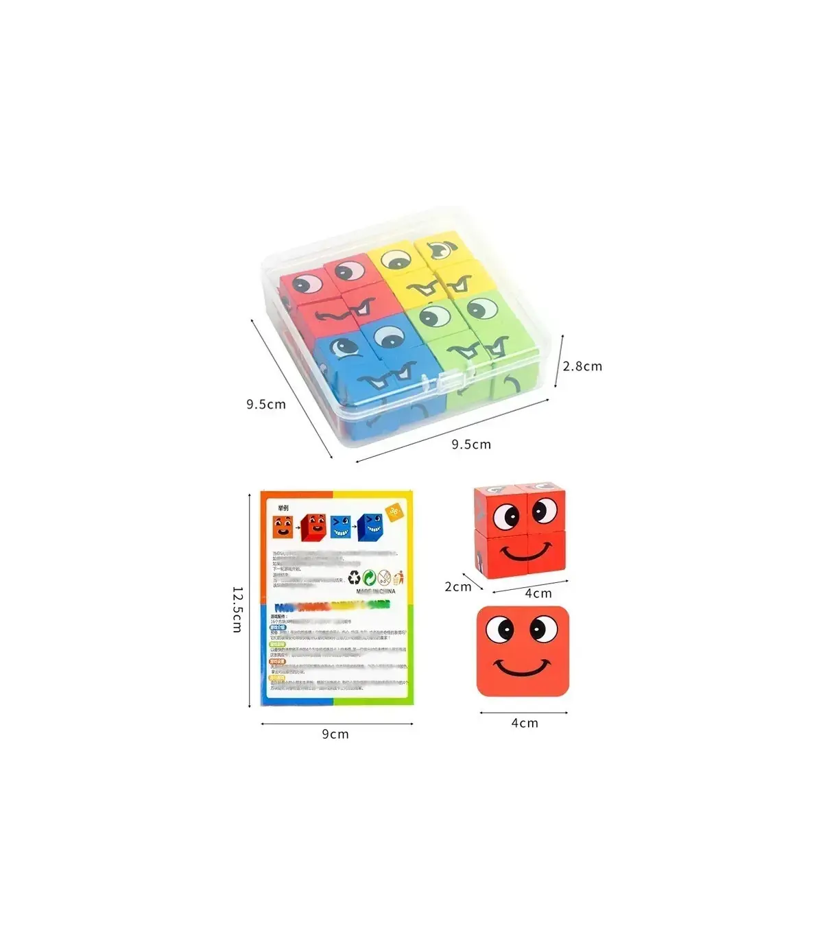 [No Bell] Puzzle d\'expression de changement de visage pour enfants, blocs de construction, Cube