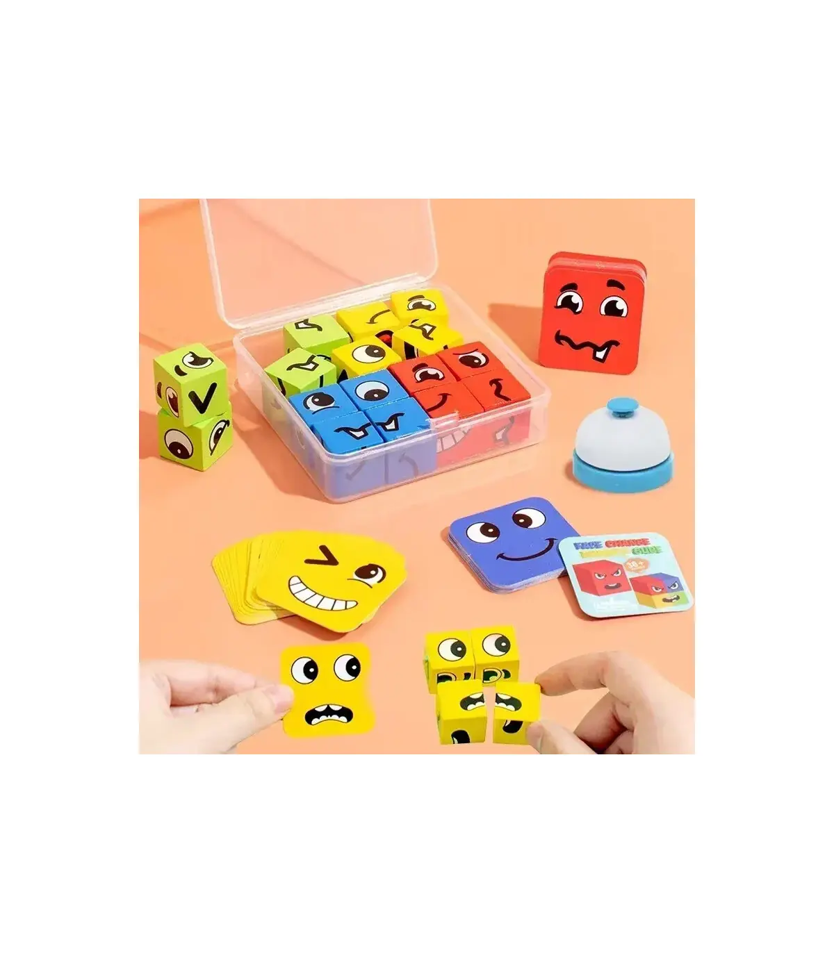 [No Bell] Puzzle d\'expression de changement de visage pour enfants, blocs de construction, Cube