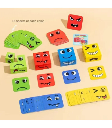 [No Bell] Puzzle d\'expression de changement de visage pour enfants, blocs de construction, Cube