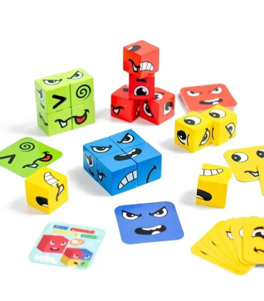 [No Bell] Puzzle d\'expression de changement de visage pour enfants, blocs de construction, Cube