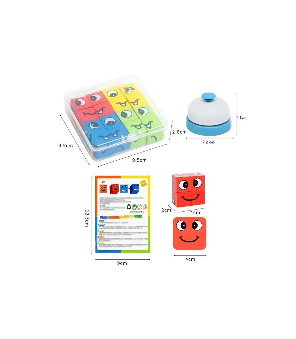 [With Bell] Puzzle d\'expression de changement de visage pour enfants, blocs de construction, Cu