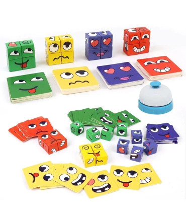 [With Bell] Puzzle d\'expression de changement de visage pour enfants, blocs de construction, Cu