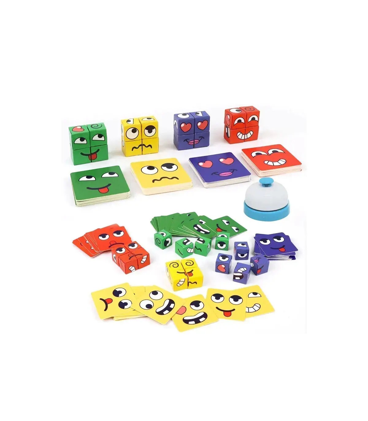 [With Bell] Puzzle d\'expression de changement de visage pour enfants, blocs de construction, Cu