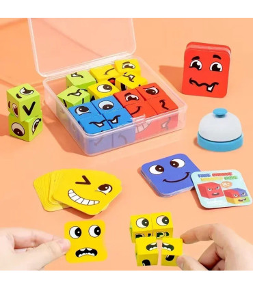 [With Bell] Puzzle d\'expression de changement de visage pour enfants, blocs de construction, Cu