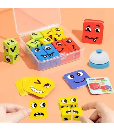 [With Bell] Puzzle d\'expression de changement de visage pour enfants, blocs de construction, Cu