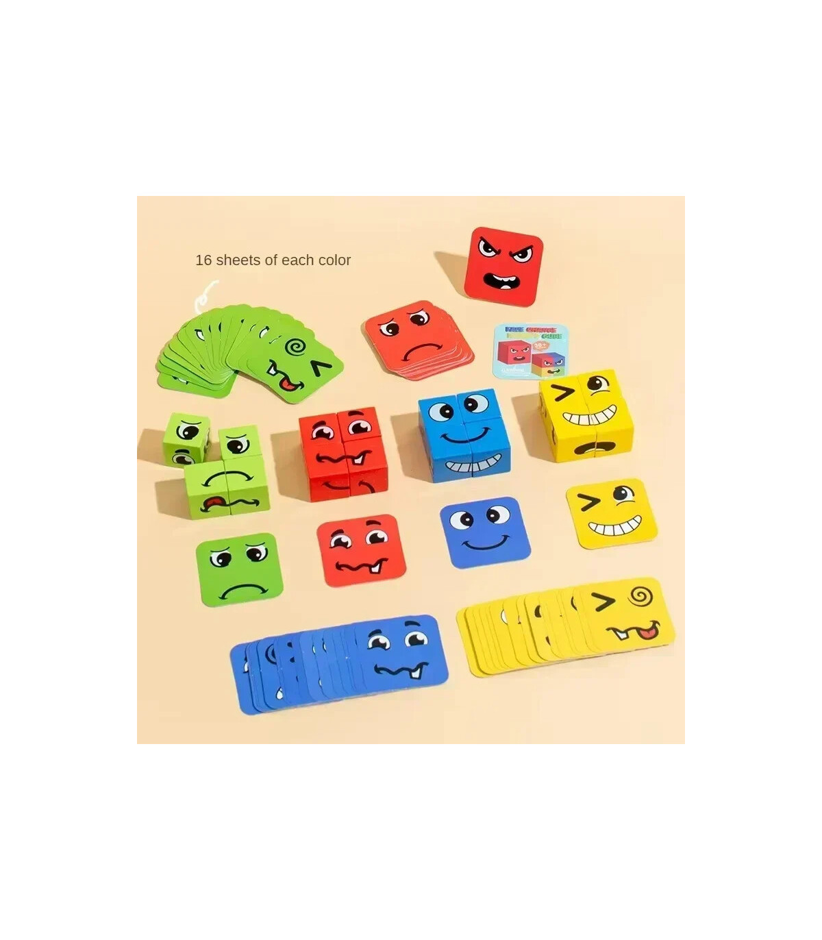 [With Bell] Puzzle d\'expression de changement de visage pour enfants, blocs de construction, Cu