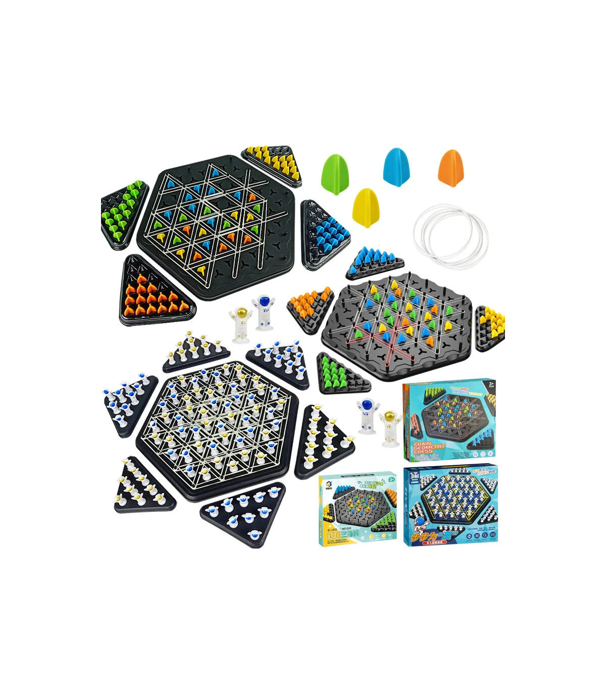 [Triangle Chess A] JOTriangle-Jeu explorez ecs pour enfants, bande élastique, puzzle de géométr