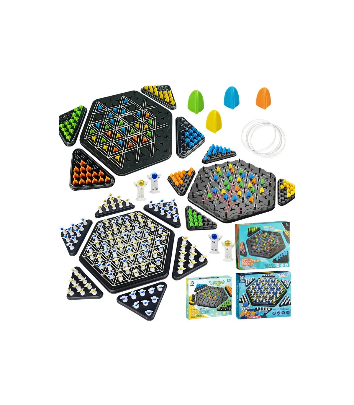 [Triangle Chess A] JOTriangle-Jeu explorez ecs pour enfants, bande élastique, puzzle de géométr