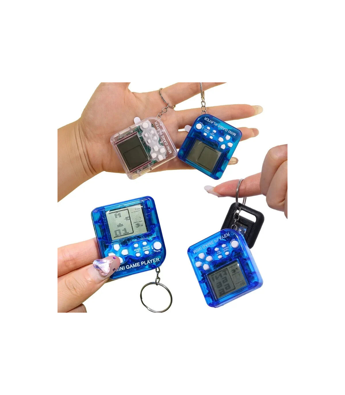 [3Pcs MixedB 1Pcs] Porte-clés de poche portable pour enfants, mini machine de jeu classique, co