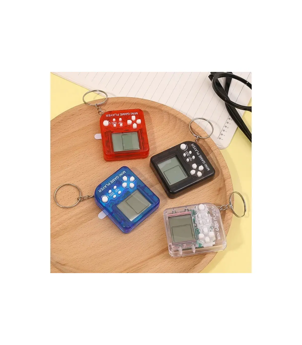 [1Pcs Green 3Pcs] Porte-clés de poche portable pour enfants, mini machine de jeu classique, con