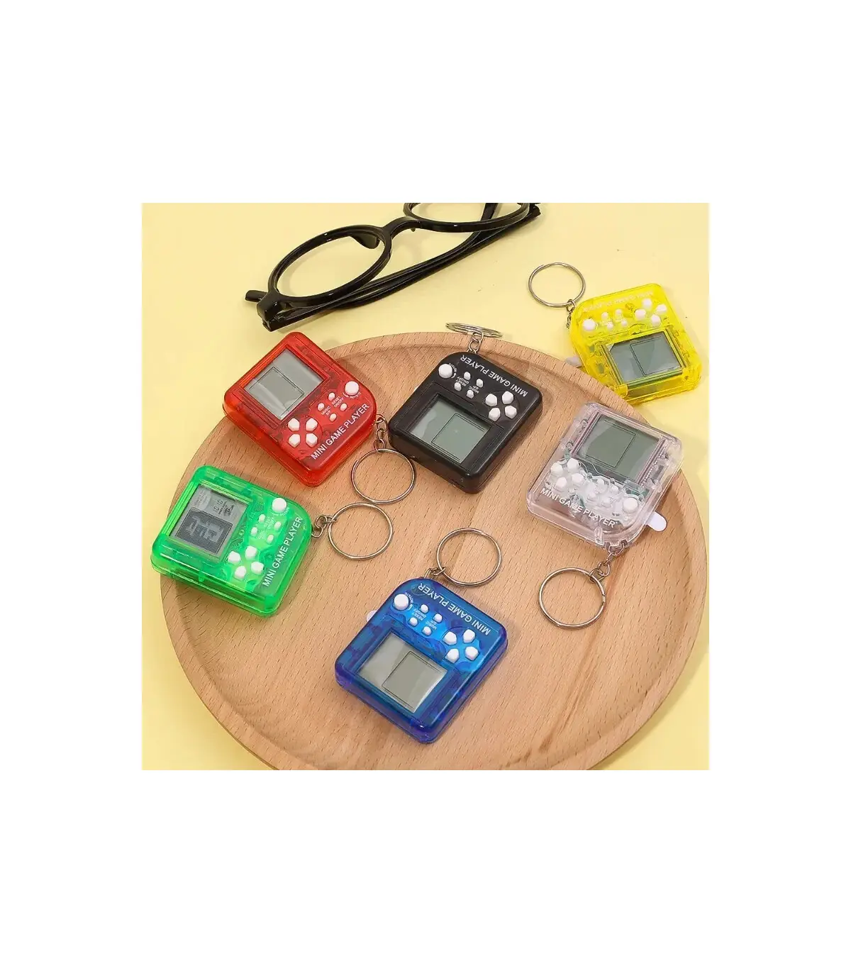 [1Pcs White 3Pcs] Porte-clés de poche portable pour enfants, mini machine de jeu classique, con