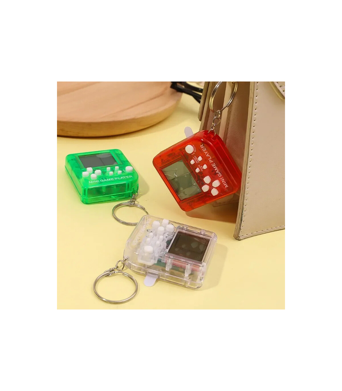 [1Pcs Red 3Pcs] Porte-clés de poche portable pour enfants, mini machine de jeu classique, conso