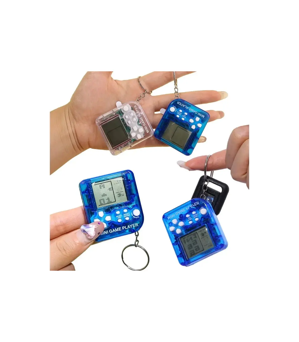 [1Pcs Yellow 2Pcs] Porte-clés de poche portable pour enfants, mini machine de jeu classique, co